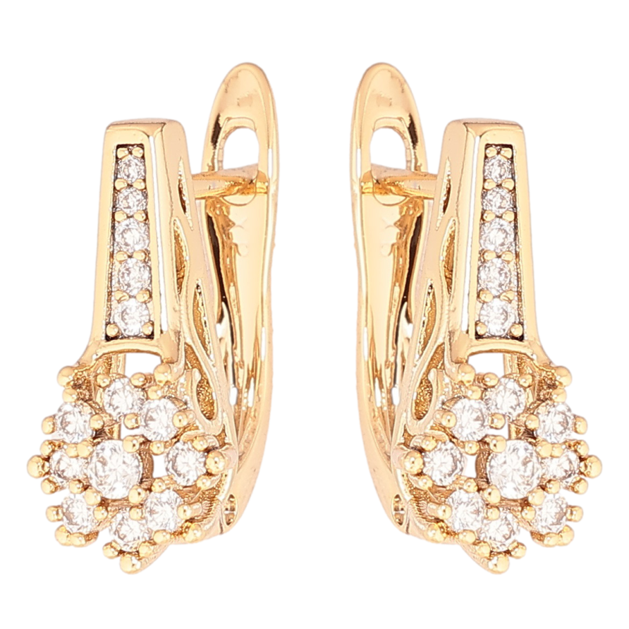 Серьги Xuping Позолота 18K английский замок Кристальные цветочки фото №1