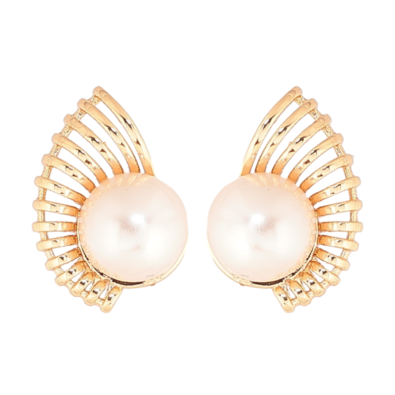 Серьги Xuping Позолота 18K пусеты Резной узор с жемчужиной фото №1