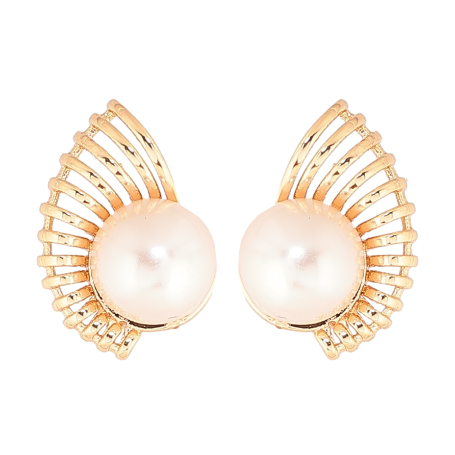 Серьги Xuping Позолота 18K пусеты Резной узор с жемчужиной фото №1