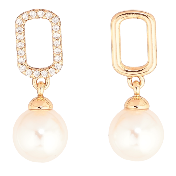 Серьги Xuping Позолота 18K пусеты Ассиметричные жемчужные подвески фото №3