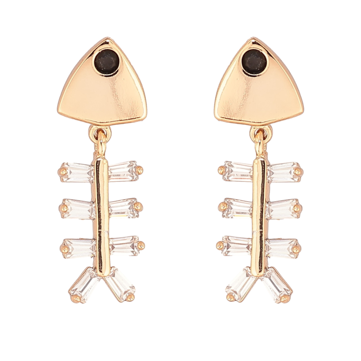 Сережки Xuping Позолота 18K пусети «Рибні скелети» фото №25