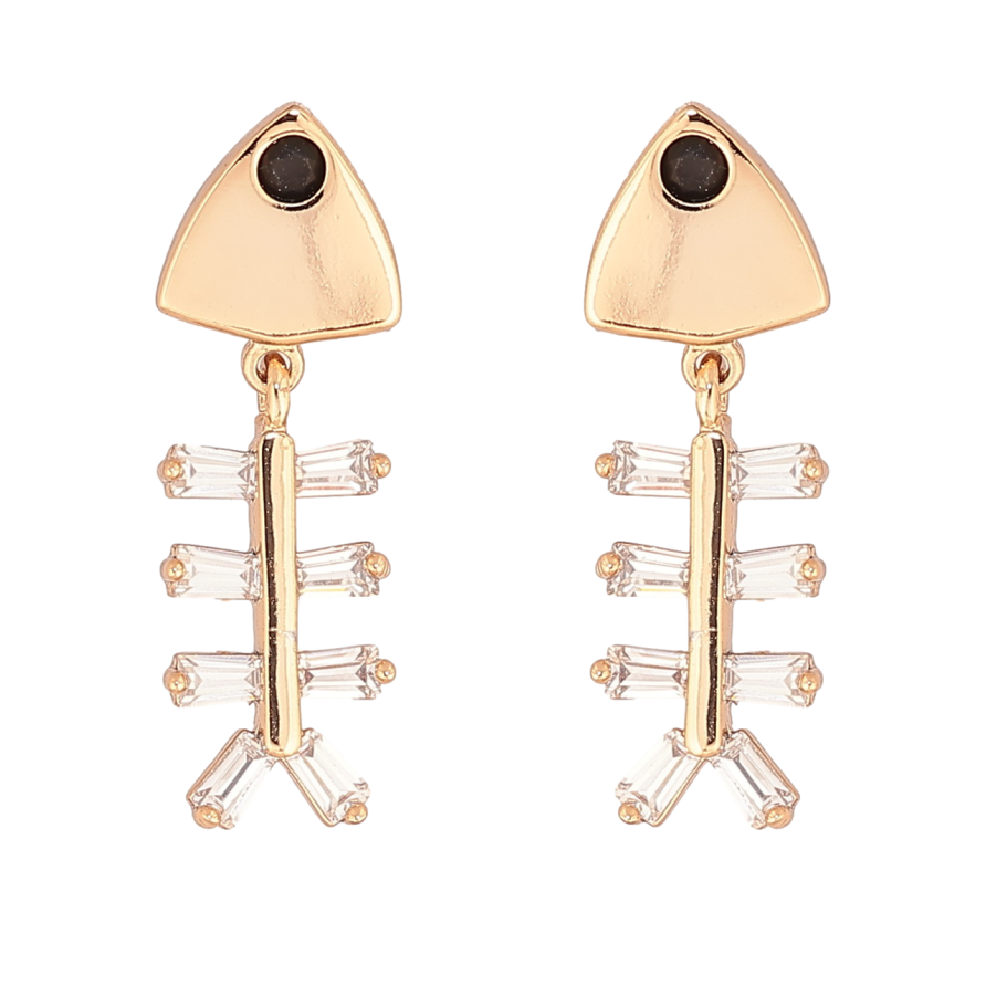 Сережки Xuping Позолота 18K пусети «Рибні скелети» фото №1 Сережки Xuping Позолота 18K пусети «Рибні скелети» фото №1