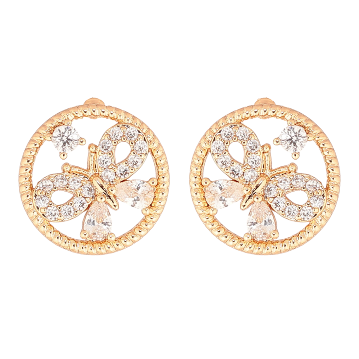 Сережки Xuping Позолота 18K пусети  «Колечка з кришталевими метеликами» фото №14