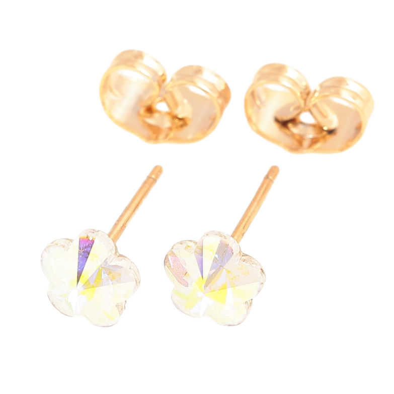 Сережки Xuping Позолота 18K пусети «Райдужні кришталеві квіточки» фото №1