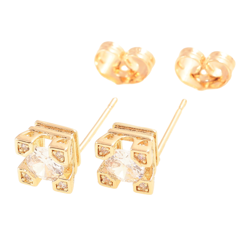 Сережки Xuping Позолота 18K пусети «Візерунок з кристалами» фото №1