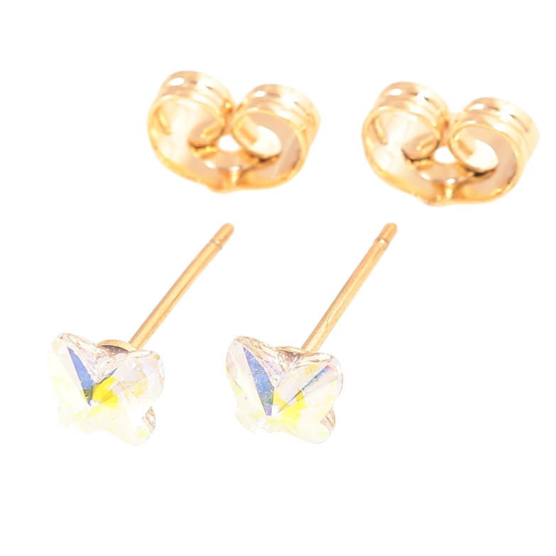 Серьги Xuping Позолота 18K пусеты Радужные кристальные бабочки фото №4