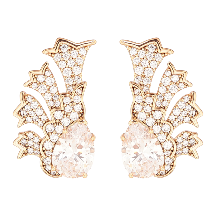 Сережки Xuping Позолота 18K пусети «Візерунок з інкрустацією кристалами» фото №6