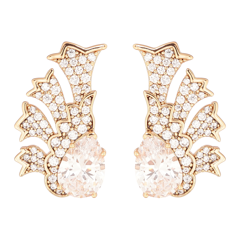 Сережки Xuping Позолота 18K пусети «Візерунок з інкрустацією кристалами» фото №2 Сережки Xuping Позолота 18K пусети «Візерунок з інкрустацією кристалами» фото №2