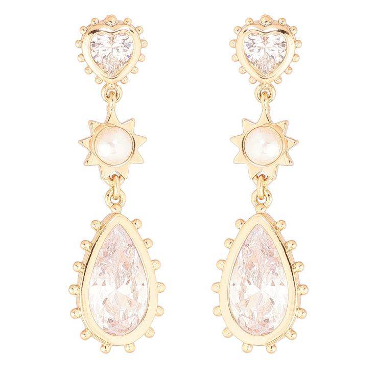 Сережки Xuping Позолота 18K пусети «Кришталеві підвіски» фото №20