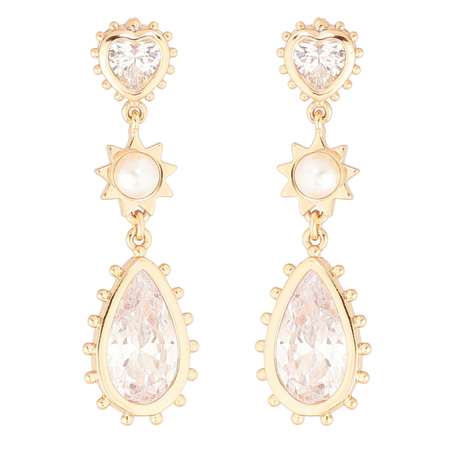 Сережки Xuping Позолота 18K пусети «Кришталеві підвіски» фото №1 Сережки Xuping Позолота 18K пусети «Кришталеві підвіски» фото №1