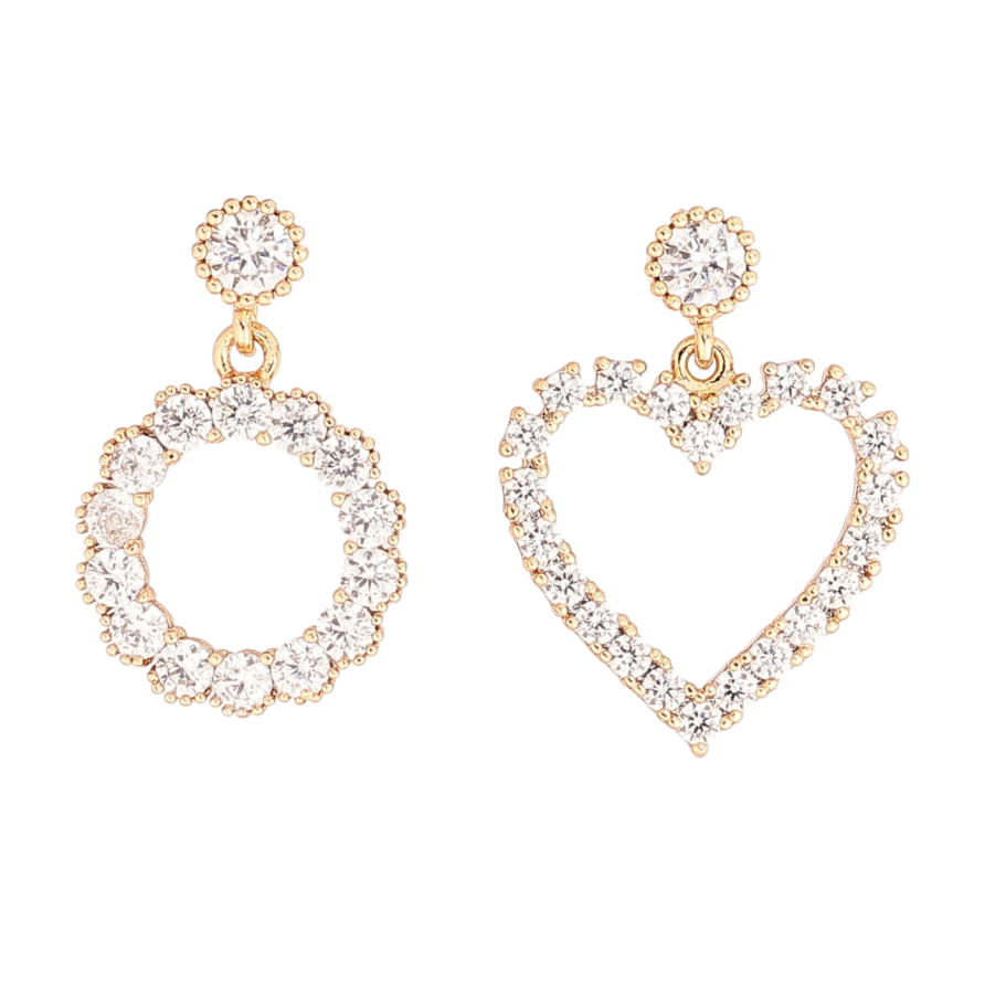 Сережки Xuping Позолота 18K пусети  «Асиметричні кришталеві підвіски» фото №1