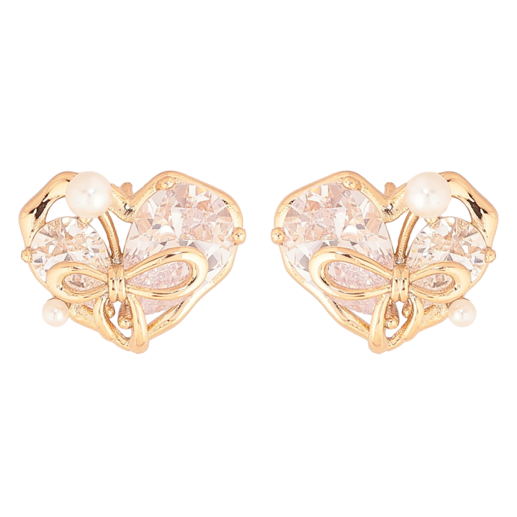 Сережки Xuping Позолота 18K пусети «Кришталеві сердечка» фото №5