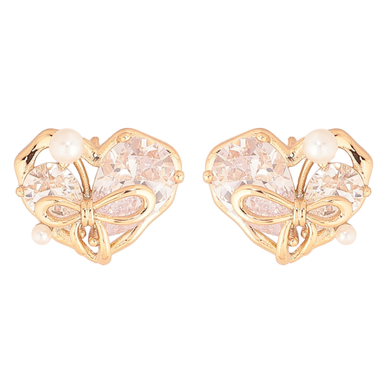 Сережки Xuping Позолота 18K пусети «Кришталеві сердечка» фото №5