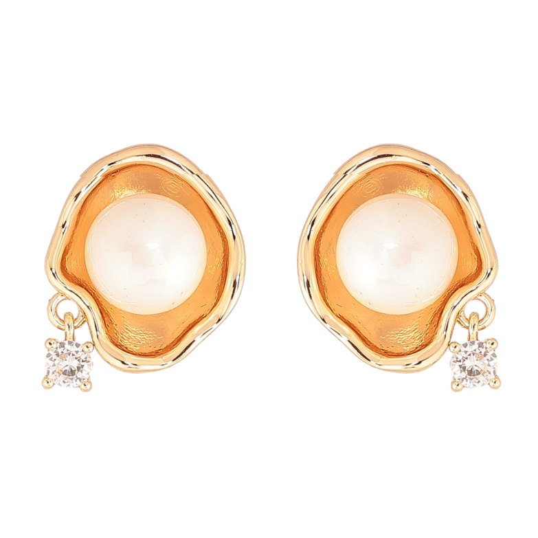 Сережки Xuping Позолота 18K пусети «Декоративний візерунок з перлинами» фото №1 Сережки Xuping Позолота 18K пусети «Декоративний візерунок з перлинами» фото №1