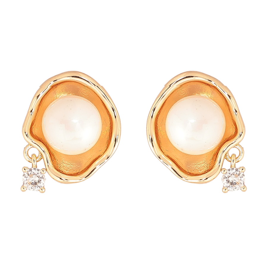 Сережки Xuping Позолота 18K пусети «Декоративний візерунок з перлинами» фото №1 Сережки Xuping Позолота 18K пусети «Декоративний візерунок з перлинами» фото №1