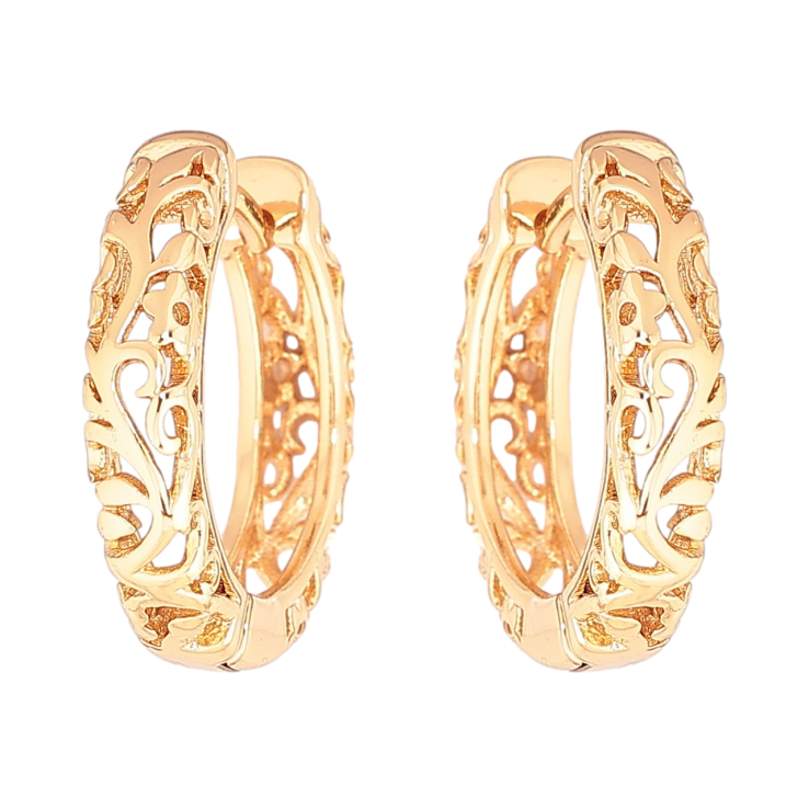 Серьги Xuping Позолота 18K колечки Резной узор фото №22