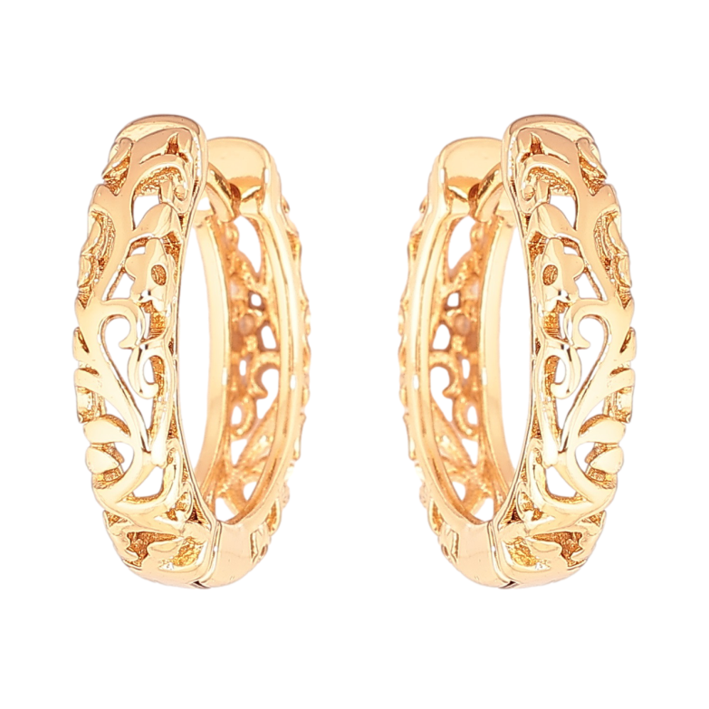 Сережки Xuping Позолота 18K колечка «Різьблений візерунок» фото №1