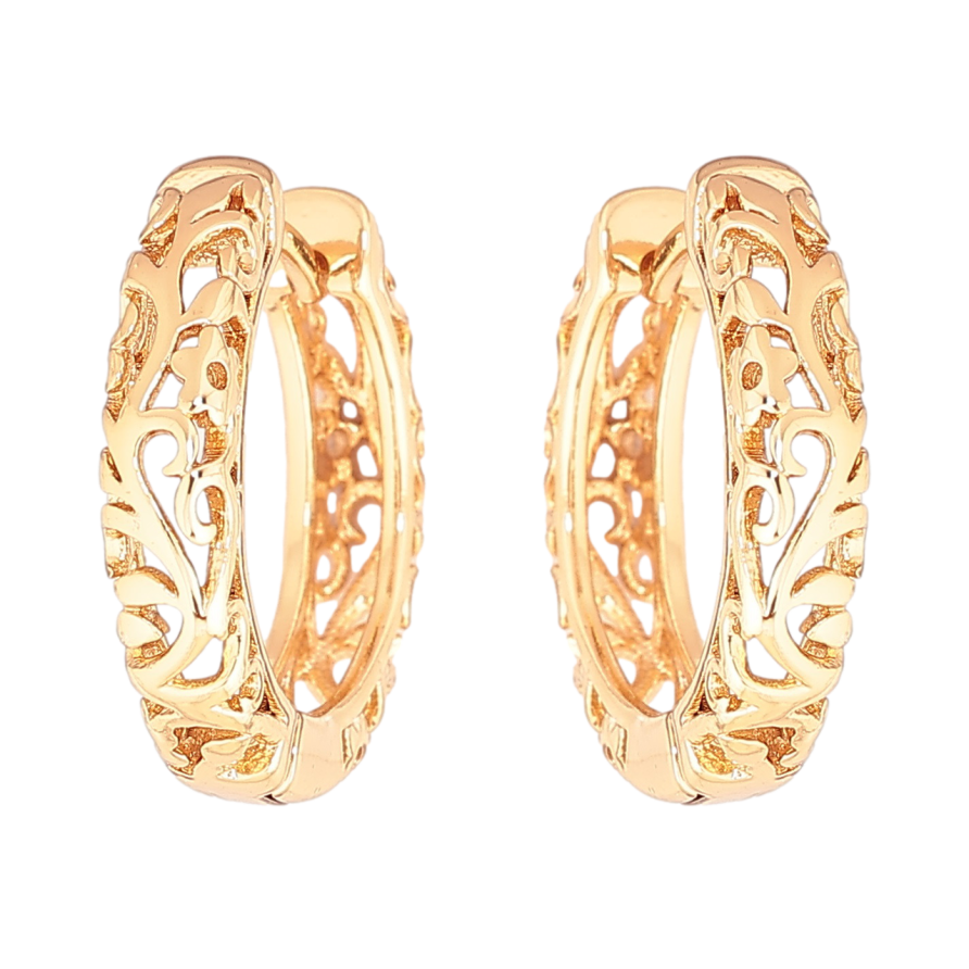 Серьги Xuping Позолота 18K колечки Резной узор фото №1