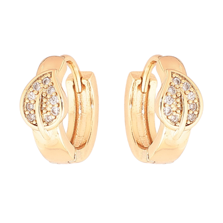 Сережки Xuping Позолота 18K колечка «Листочки з кристалами» фото №3