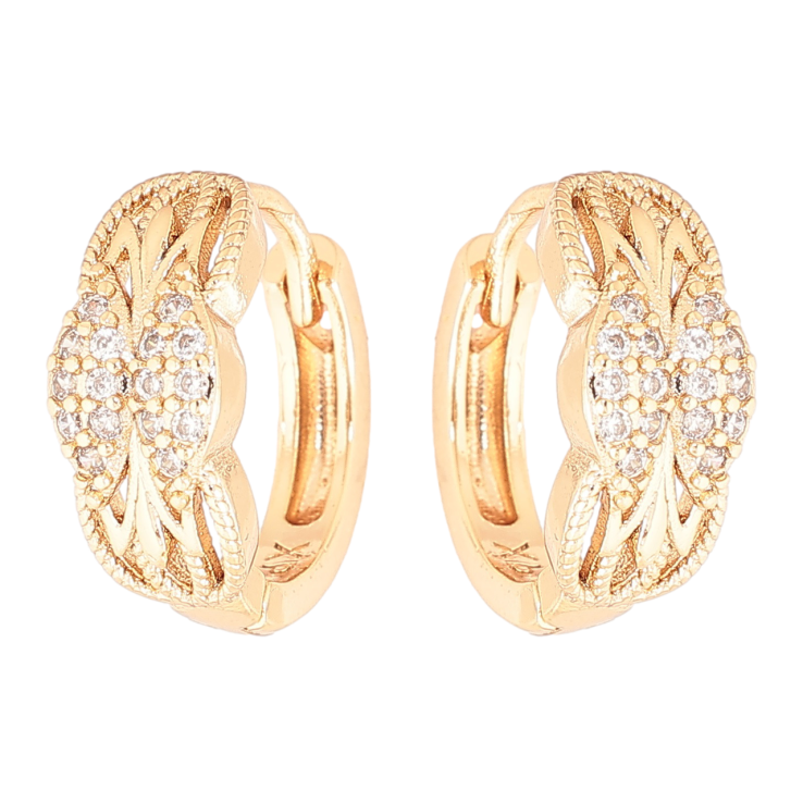 Сережки Xuping Позолота 18K колечка «Декоративний візерунок з кристалами» фото №18