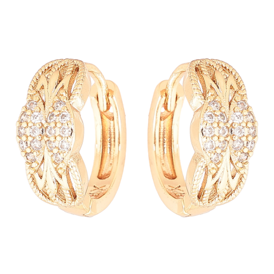 Сережки Xuping Позолота 18K колечка «Декоративний візерунок з кристалами» фото №1