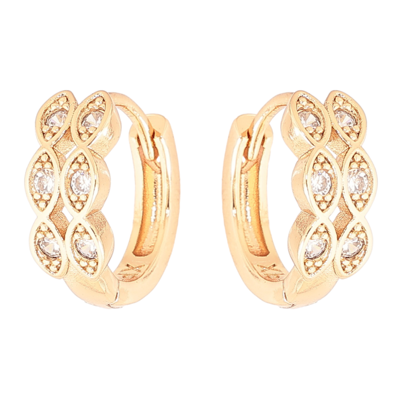 Сережки Xuping Позолота 18K колечка «Декоративний візерунок з кристалами» фото №1