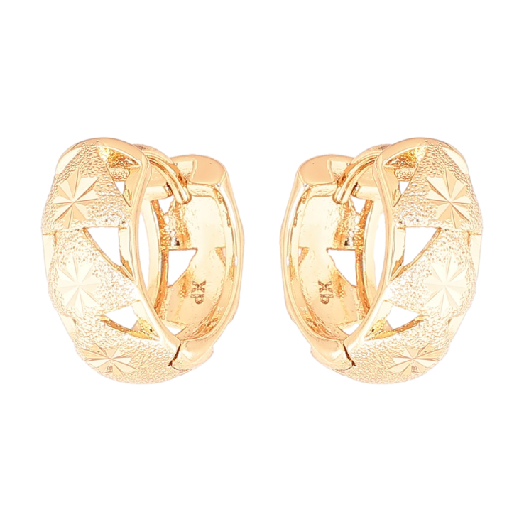 Серьги Xuping Позолота 18K колечки Декоративный узор с шагренью фото №22