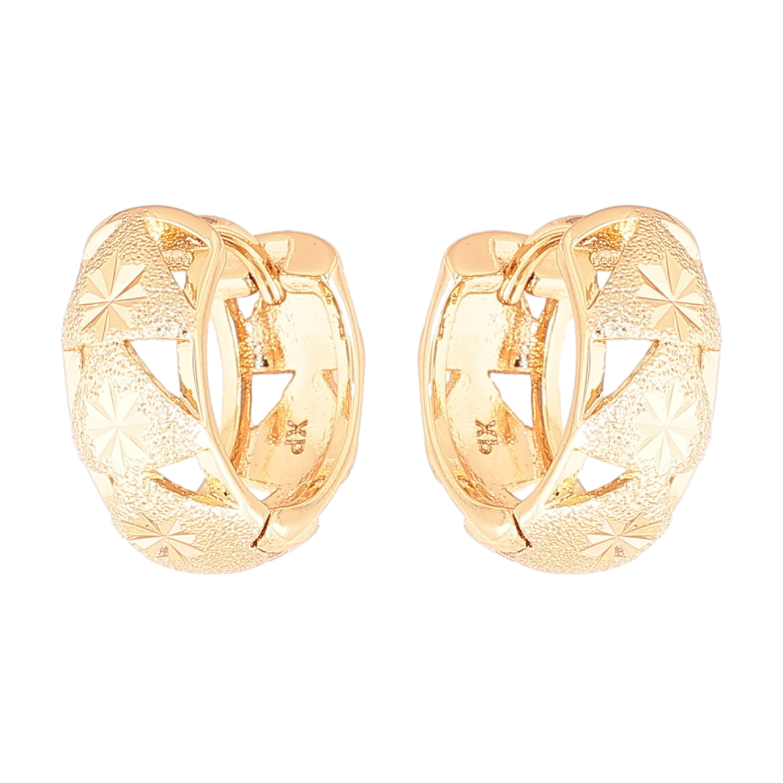 Серьги Xuping Позолота 18K колечки Декоративный узор с шагренью фото №1