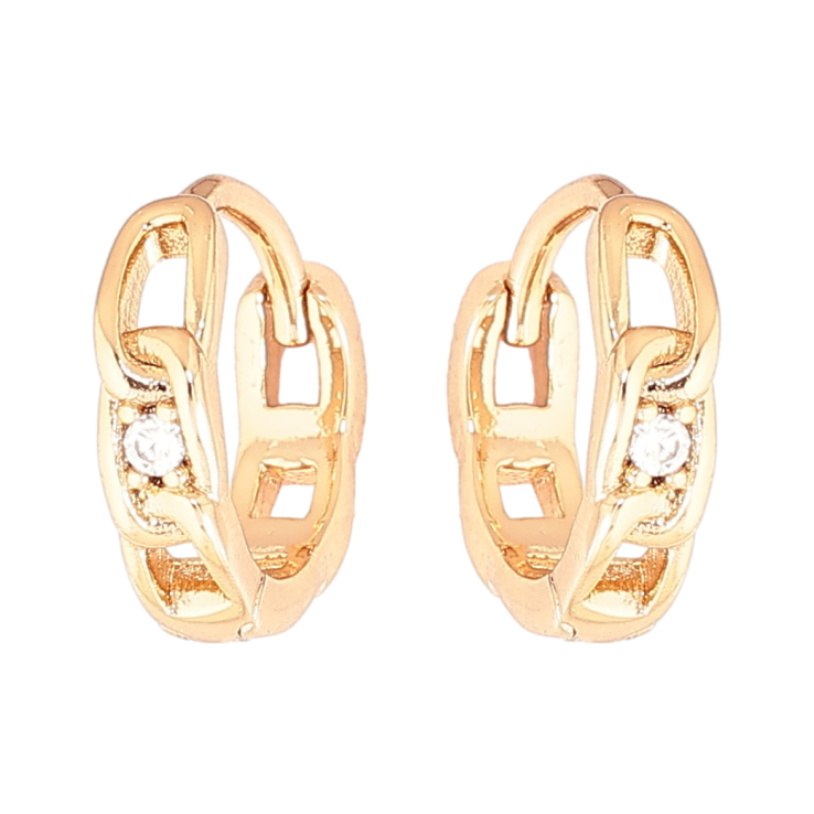 Серьги Xuping Позолота 18K колечки Узор цепочка с кристаллами фото №9 Серьги Xuping Позолота 18K колечки Узор цепочка с кристаллами фото №9