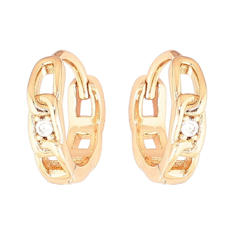 Серьги Xuping Позолота 18K колечки Узор цепочка с кристаллами фото №1 Серьги Xuping Позолота 18K колечки Узор цепочка с кристаллами фото №1