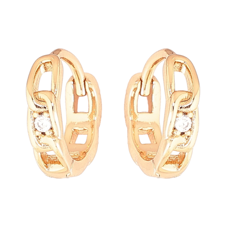 Серьги Xuping Позолота 18K колечки Узор цепочка с кристаллами фото №1 Серьги Xuping Позолота 18K колечки Узор цепочка с кристаллами фото №1