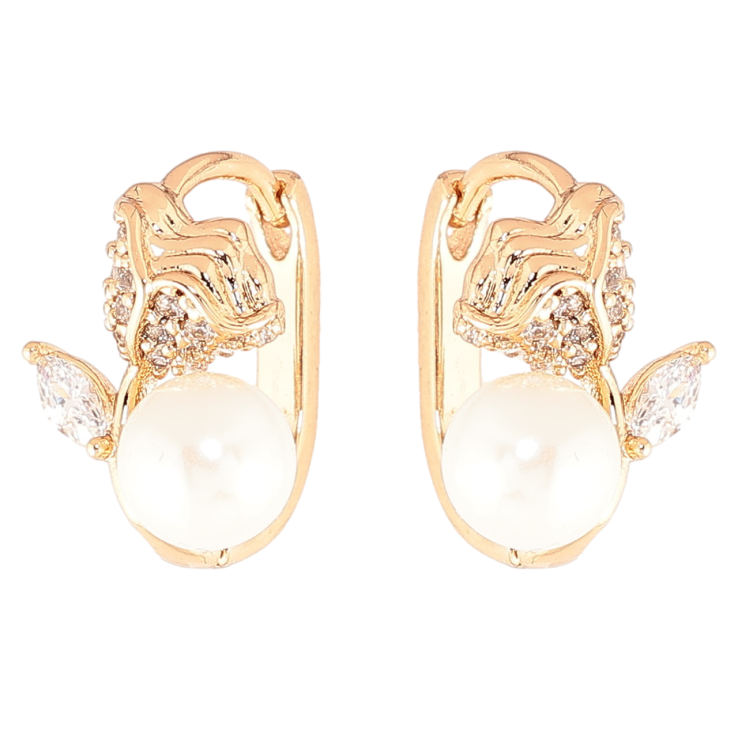 Серьги Xuping Позолота 18K колечки Цветочки с жемчужинами фото №22