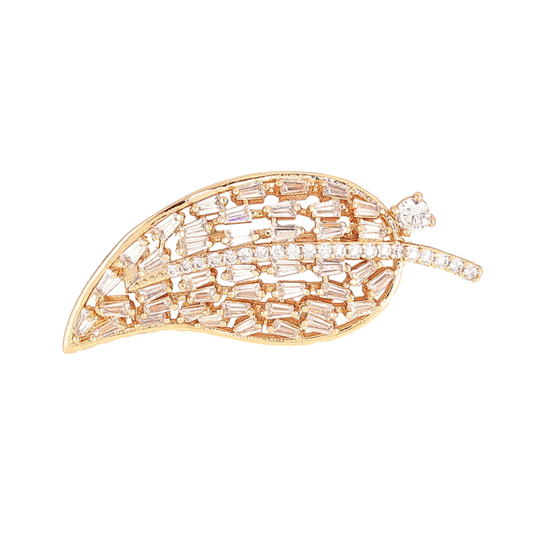 Брошка Xuping Позолота 18K «Листочок з інкрустацією кристалами» фото №1 Брошка Xuping Позолота 18K «Листочок з інкрустацією кристалами» фото №1