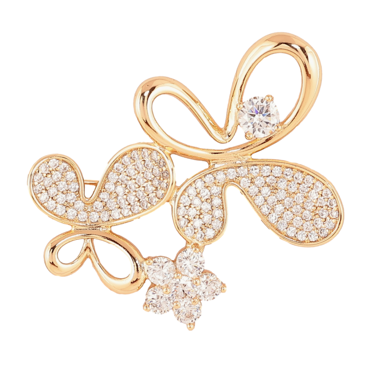 Брошка Xuping Позолота 18K «Метелики та квіточка з інкрустацією кристалами» фото №8