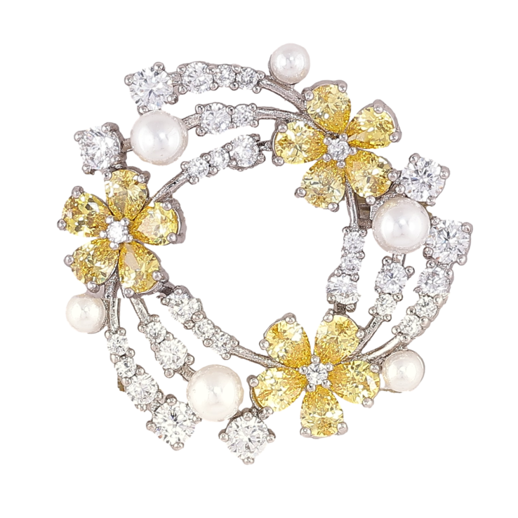 Брошка Xuping Родій «Кришталевий віночок із жовтими квіточками» фото №10