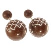 Серьги пусеты-пусеты Коричневые шарики с узором ø 7 и 15мм Уценка (есть разводы) фото №2