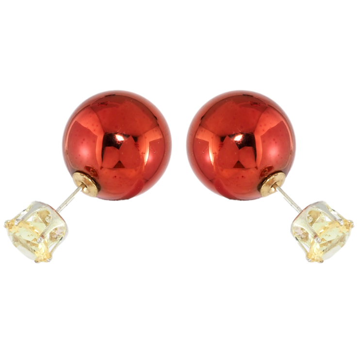 Сережки пусети-джекети Червона кулька з кристалом ø 8мм та 16мм фото №21