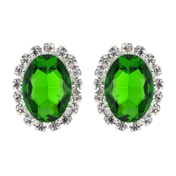 Сережки пусети Зелені кристали в обрамленні страз фото №19