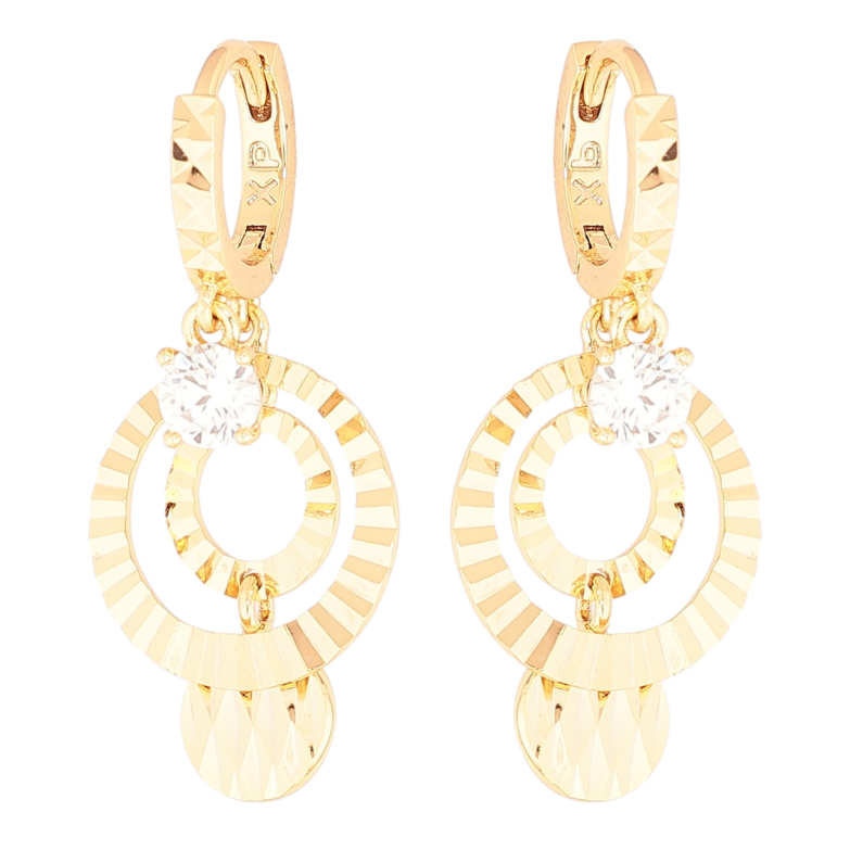 Серьги Xuping Позолота 18K подвески на колечках Декоративные подвески с кристаллами фото №1