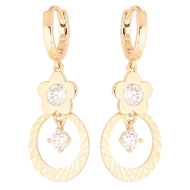 Серьги Xuping Позолота 18K подвески на колечках Цветочные подвески с кристаллами фото №6