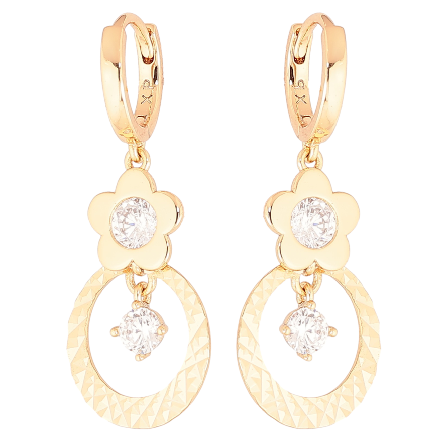 Сережки Xuping Позолота 18K підвіски на колечках  «Квіткові підвіски з кристалами» фото №1
