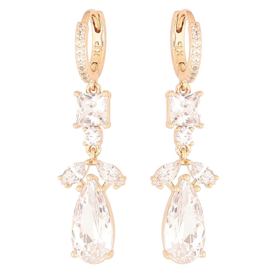 Сережки Xuping Позолота 18K підвіски на колечках «Кришталеві підвіски» фото №1
