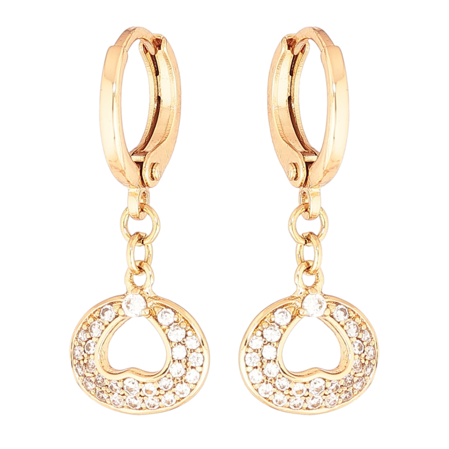 Сережки Xuping Позолота 18K підвіски на колечках «Візерунок з інкрустацією кристалами» фото №1