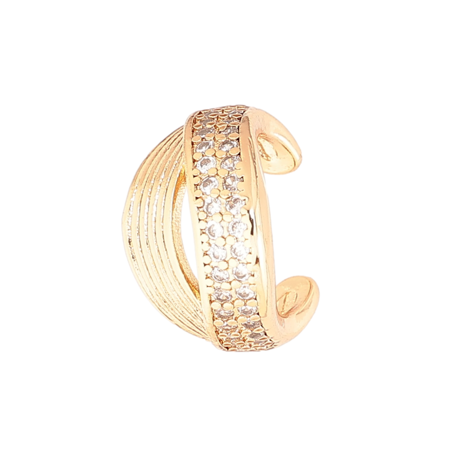 Сережки Xuping Позолота 18K моно-кафа «Візерунок з кристалами» (1шт) фото №1