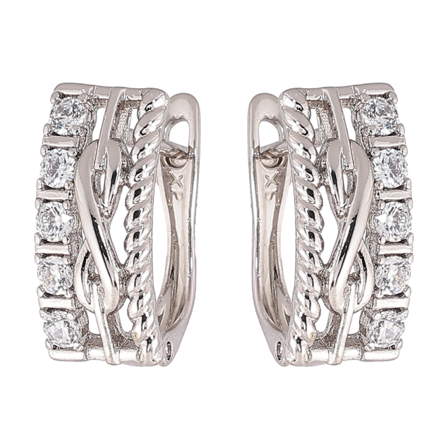 Серьги Xuping Родий английский замок Декоративный узор с кристаллами фото №1