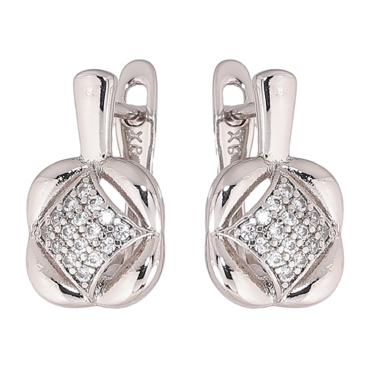 Сережки Xuping Родій англійський замок «Візерунок з кристалами» фото №12