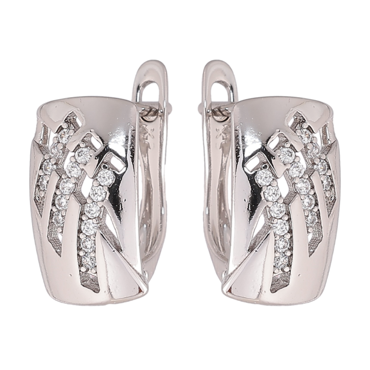 Серьги Xuping Родий английский замок Узор с кристаллами фото №7