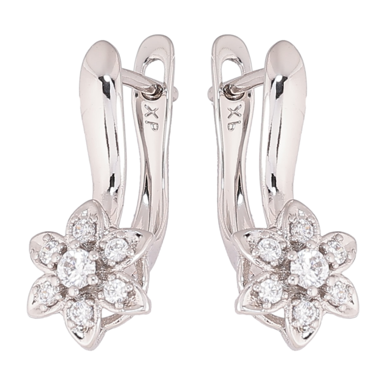 Сережки Xuping Родій англійський замок «Квіточки з кристалами» фото №1