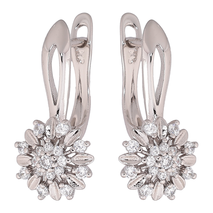 Серьги Xuping Родий английский замок Цветочки с кристаллами фото №15