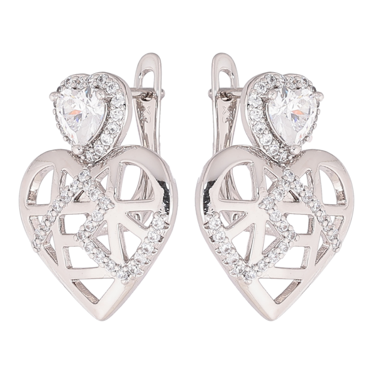 Сережки Xuping Родій англійський замок «Сердечка з кристалами» фото №19